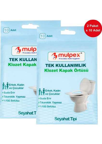 Tek Kullanımlık Suda Çözünür Klozet Kapak Örtüsü - 2 x 10 Lu Paket | Hijyenik ve Pratik Seyahat Aksesuarı