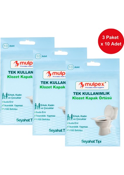 Tek Kullanımlık Suda Çözünür Klozet Kapak Örtüsü - 3 x 10 Lu Paket | Hijyenik ve Pratik Seyahat Aksesuarı