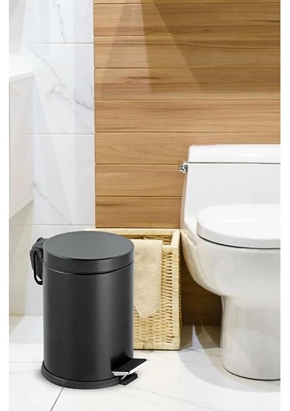 Mutfak Banyo Pedallı Paslanmaz Metal Çöp Kovası 12 Lt Siyah 815S