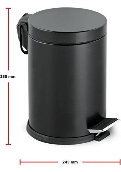 Mutfak Banyo Pedallı Paslanmaz Metal Çöp Kovası 12 Lt Siyah 815S