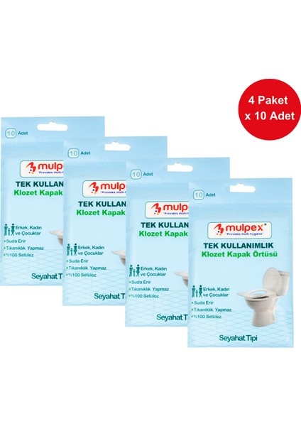 Tek Kullanımlık Suda Çözünür Klozet Kapak Örtüsü - 4 x 10 Lu Paket | Hijyenik ve Pratik Seyahat Aksesuarı