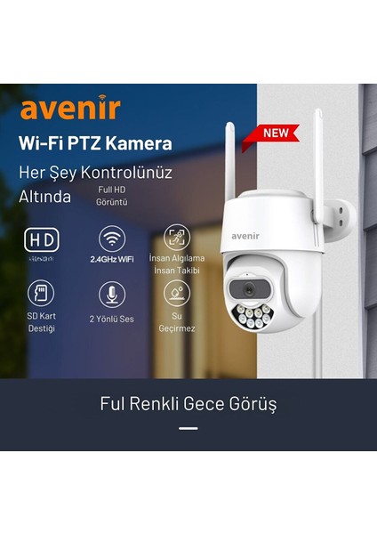 AV-S305 Gece Görüşlü Ptz 360° Hareketli Wifi Akıllı Kamera Dış Ortam Ptz Ip Kamera indirimleri