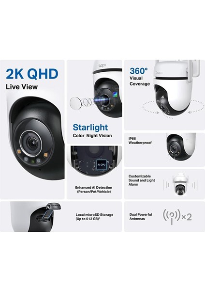 Tapo C520WS, 2k Qhd Dış Mekan Wi-Fi/ethernet Güvenlik Kamerası