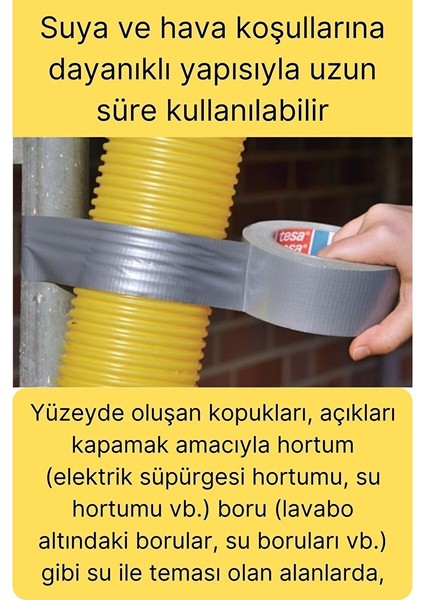 Çok Amaçlı Su Geçirmez Sızdırmaz Dayanıklı Izole Gri Tamir Bandı 48 mm 10 mt 1 Adet fiyatları