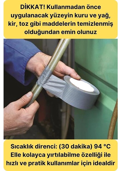 Çok Amaçlı Su Geçirmez Sızdırmaz Dayanıklı Izole Gri Tamir Bandı 48 mm 10 mt 1 Adet indirimleri