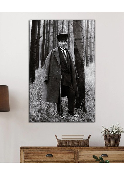 Atatürk Portresi Uv Baskılı Cam Tablo, Ev ve Ofis Duvar Dekoru Hediyelik 95X150 cm