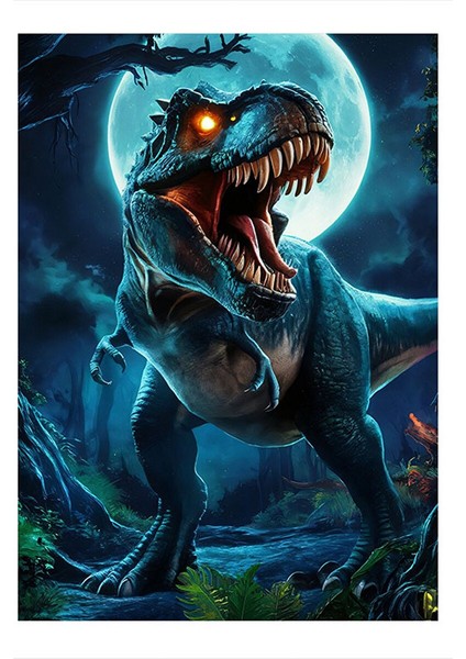 Vahşi Doğada T-Rex Dinazor Tasarım Mdf Tablo 25CMX 35CM 25X35 cm