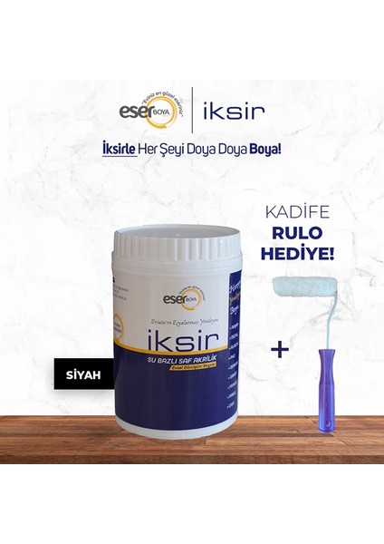 Iksir Su Bazlı Evsel Dönüşüm Boyası 1 Litre Siyah (Mobi̇lya - Fayans - Tezgah - Dolap- Plasti̇k - Cam) Siyah