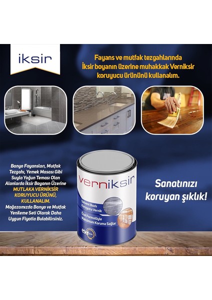 Iksir Su Bazlı Evsel Dönüşüm Boyası 1 Litre Siyah (Mobi̇lya - Fayans - Tezgah - Dolap- Plasti̇k - Cam) Siyah