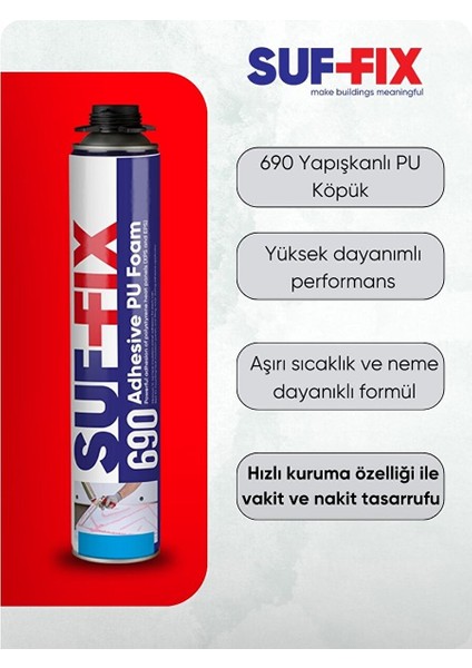 Suf-Fix 690 B1 Yangın Dayanımlı Pu Montaj Köpüğü 750 ml – Tabancalı modelleri