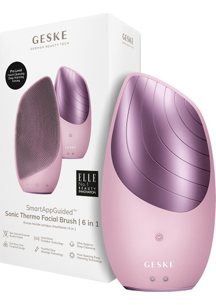 Titreşimli Yüz Temizleme ve Isılı Masaj Cihazı | Sonic Thermo Facial Brush Pembe