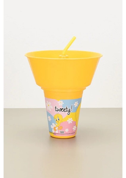 Tweety Yuvarlak Mısır Kovalı Pipetli Bardak