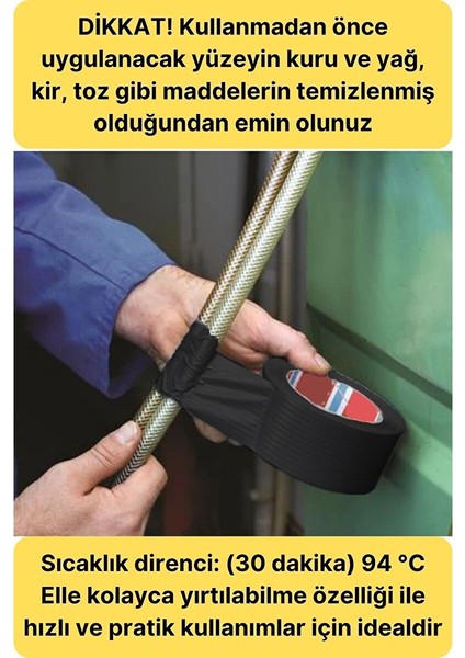 Çok Amaçlı Su Geçirmez Sızdırmaz Dayanıklı Boru Çatlak Onarım Izolasyon Siyah Tamir Bandı 48MM 10MT indirimleri