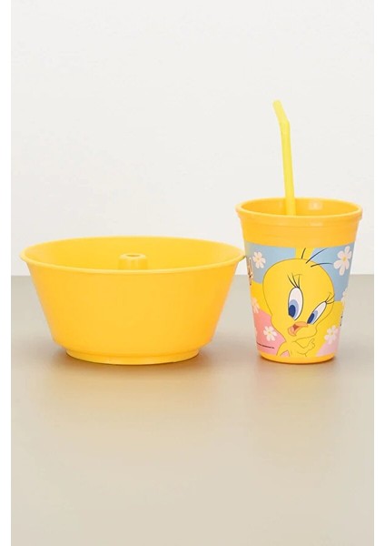 Tweety Yuvarlak Mısır Kovalı Pipetli Bardak