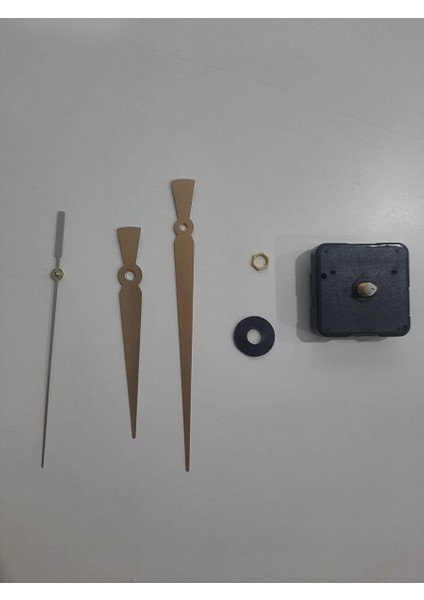 Duvar Saat Mekanizması - 14 mm Şaft - Sessiz Akar Mekanizmalı Motor - Metal Akrep Yelkovan Saniye