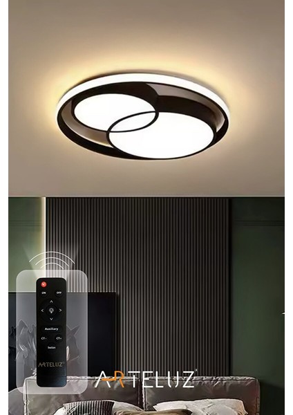 Modern Çi̇ft Yuvarlak Model Plafonyer Avi̇ze (50 Cm)