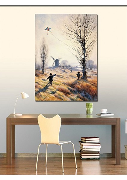 Kanvas Tablo Uçurtma Uçuran Çocuklar 70X100 cm fiyatları