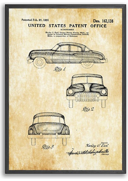 Vintage Cars Pattent 50*70 Çerçeveli Pano Set fırsatları