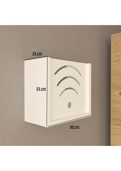 Wi-Fi Modem Saklama Kutusu - Beyaz / Antrasit / Ahşap Ton - 30X25X15 cm Beyaz modelleri