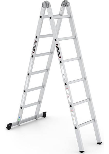 2x6 Basamaklı Katlanır Alüminyum Merdiven (K4) 2x6 Basamak
