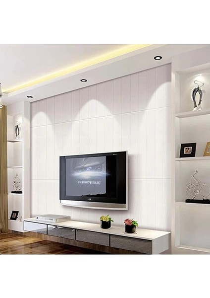 70X35CM 0,25 M2 Kendinden Yapışkanlı Beyaz Ahşap Kendinden Yapışkanlı Esnek Lambri Duvar Paneli
