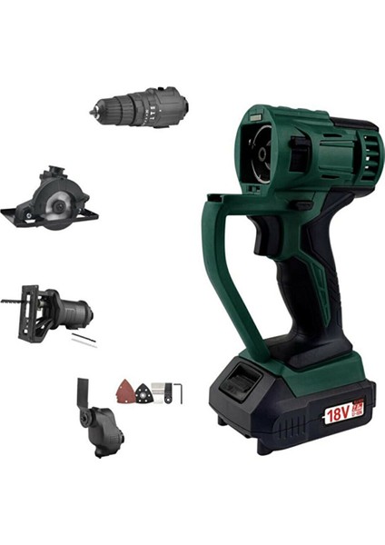 MS18-20 Akülü Multi Set 18 Volt / 2 Ah Li-Ion Çift Akülü Vidalama Multi Set