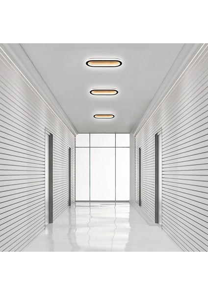 Plafonia Oval LED Plafonyer LED Avize Ahşap 40*16 cm 41 Watt modelleri
