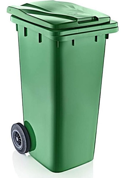 SY-6505 Tekerlekli Kapaklı Plastik Çöp Konteyneri 120 Lt Yeşil