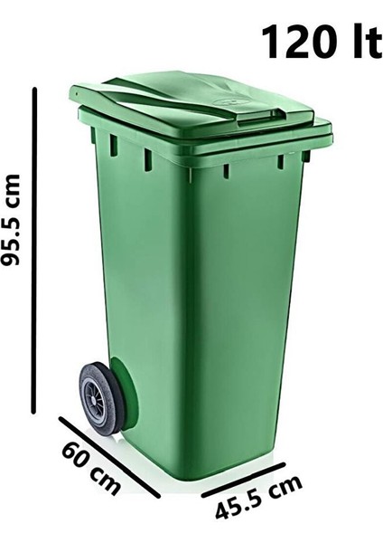 SY-6505 Tekerlekli Kapaklı Plastik Çöp Konteyneri 120 Lt Yeşil fiyatları