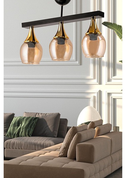 Üçlü Ufo Sarkit Avi̇ze Si̇yah Bal Rengi̇ Camli Gold Huni̇