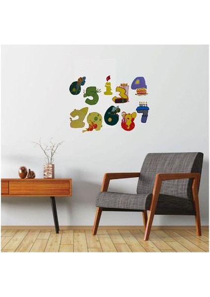 Duvar Çıkartma Stıcker Dekoratif Duvar Kağıdı,süs Renkli Rakamlı Pvc 48X33X0,5CM fırsatları