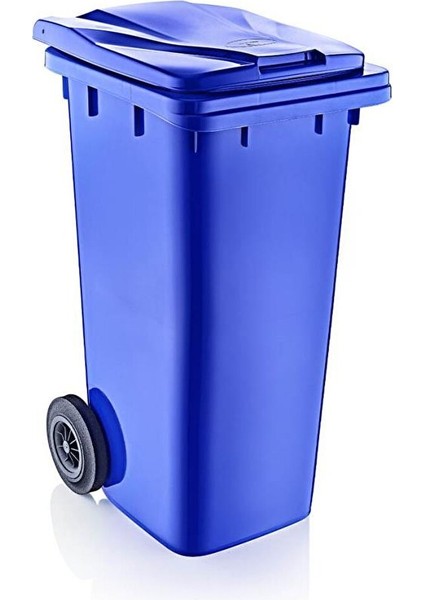 SY-6505 Tekerlekli Kapaklı Plastik Çöp Konteyneri 120 Lt Mavi