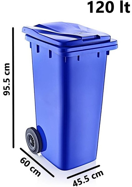 SY-6505 Tekerlekli Kapaklı Plastik Çöp Konteyneri 120 Lt Mavi fiyatları