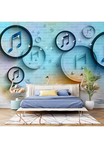 Müzik Nota Temalı Duvar Kağıdı Baskı - DKM-028_25921 325X280 cm fiyatları