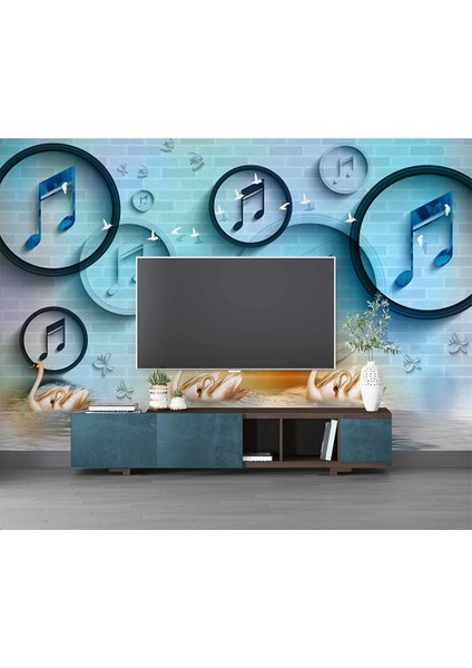 Müzik Nota Temalı Duvar Kağıdı Baskı - DKM-028_25921 325X280 cm modelleri