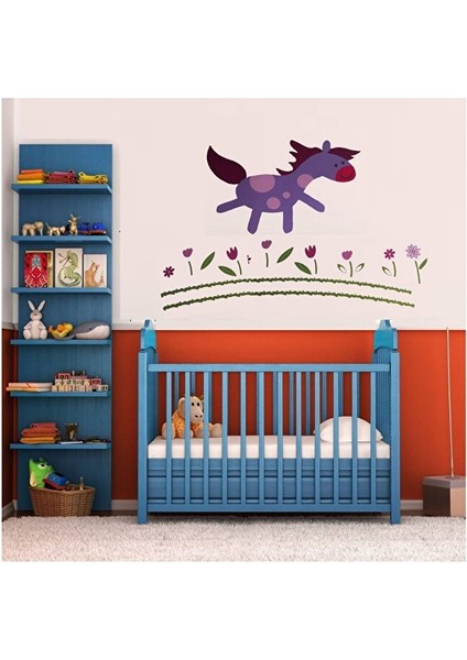 Duvar Çıkartma Stıcker Dekoratif Duvar Kağıdı,süs Iki Adet Küçük At Desenli Pvc 70X50X0,5CM