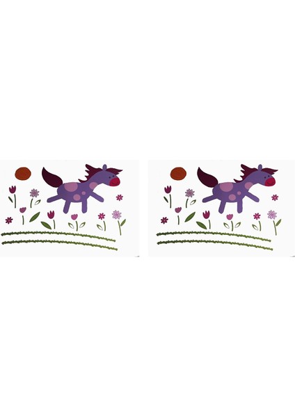 Duvar Çıkartma Stıcker Dekoratif Duvar Kağıdı,süs Iki Adet Küçük At Desenli Pvc 70X50X0,5CM fiyatları