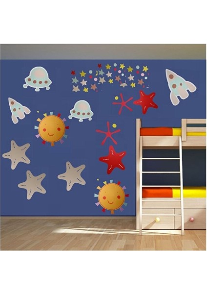 Duvar Çıkartma Stıcker Dekoratif Duvar Kağıdı,süs Iki Adet Uzaylı Desenli Pvc 70X50X0,5CM