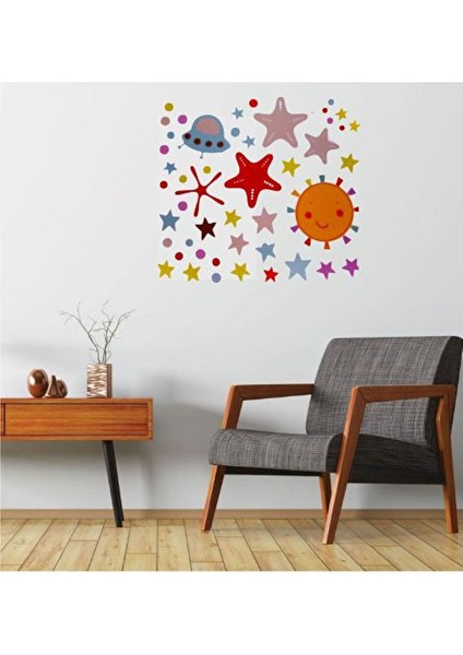 Duvar Çıkartma Stıcker Dekoratif Duvar Kağıdı,süs Iki Adet Uzaylı Desenli Pvc 70X50X0,5CM fırsatları