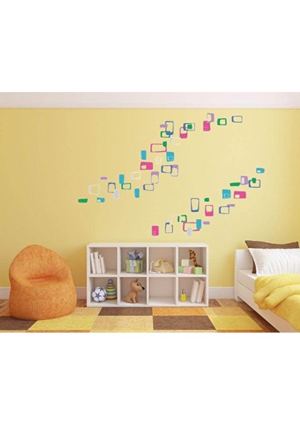 Duvar Çıkartma Stıcker Dekoratif Duvar Kağıdı,süs Iki Adet Renkli Kareli Pvc 48X33X0,5CM modelleri