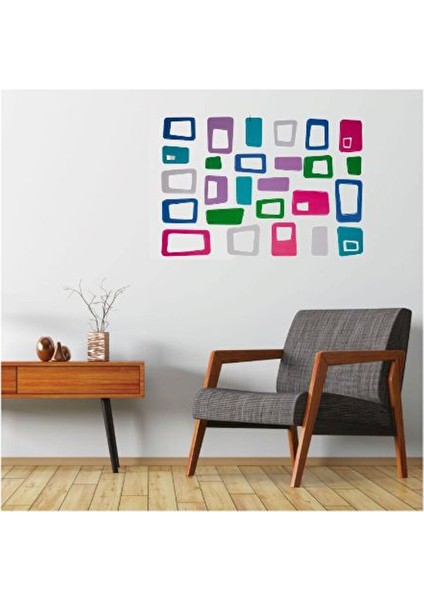 Duvar Çıkartma Stıcker Dekoratif Duvar Kağıdı,süs Iki Adet Renkli Kareli Pvc 48X33X0,5CM fırsatları