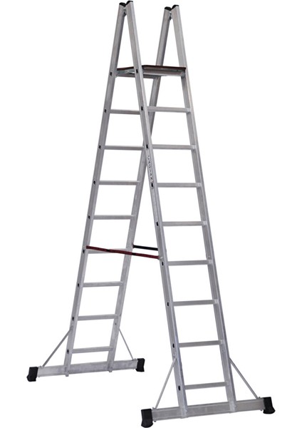 8+1 Basamaklı A Tipi Platformlu Alüminyum Merdiven (A3)