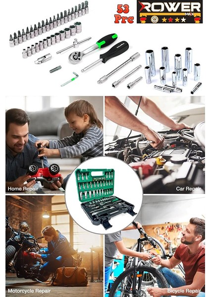 Germany Cr-V 65 Parça 53 Lokma Takımı Otomatik Cırcırlı 1/4" 12 Parça Kombine Açık Ağız-Yıldız Anahtar Takım indirimleri