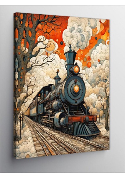 Kanvas Tablo Lokomotif Buharlı Tren 100X140 cm