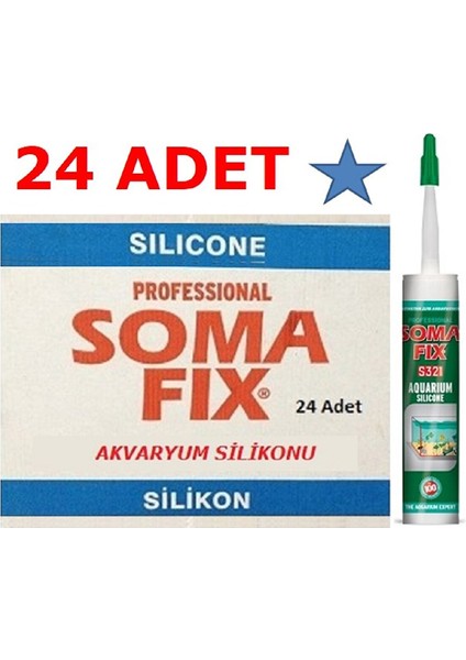 24 Adet Şeffaf Akvaryum Silikonu 280 ml