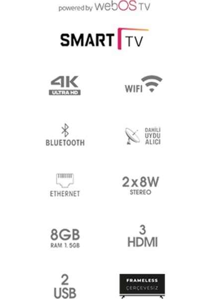 50WS3205 50" 127 Ekran 4K Ultra Hd Webos LED Tv
