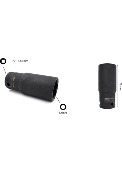 32 mm 1/2” 6 Köşe Derin Havalı Lokma Anahtar C64-H32 fiyatları