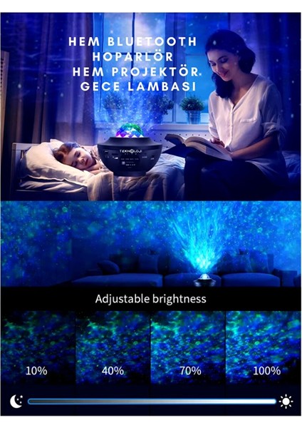 Galaksi Projektör Gece Lambası Bluetooth Hoparlör Disko Topu Yıldızlı Rgb Star Light Tavan Aydınltma fiyatları