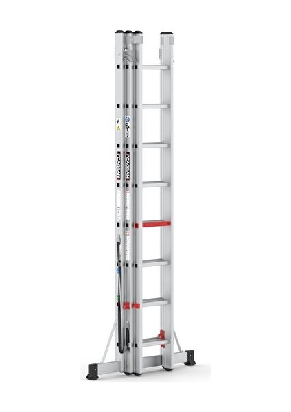 3x8 Basamaklı Üç Parçalı Çok Amaçlı Alüminyum Merdiven (TS175) 3x8 Basamak indirimleri