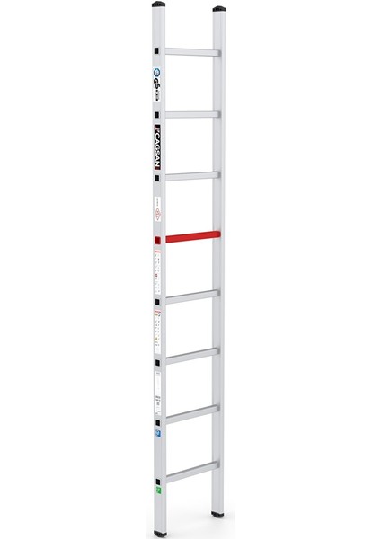 8 Basamaklı Tek Parçalı Alüminyum Merdiven (T6025) 8 Basamak